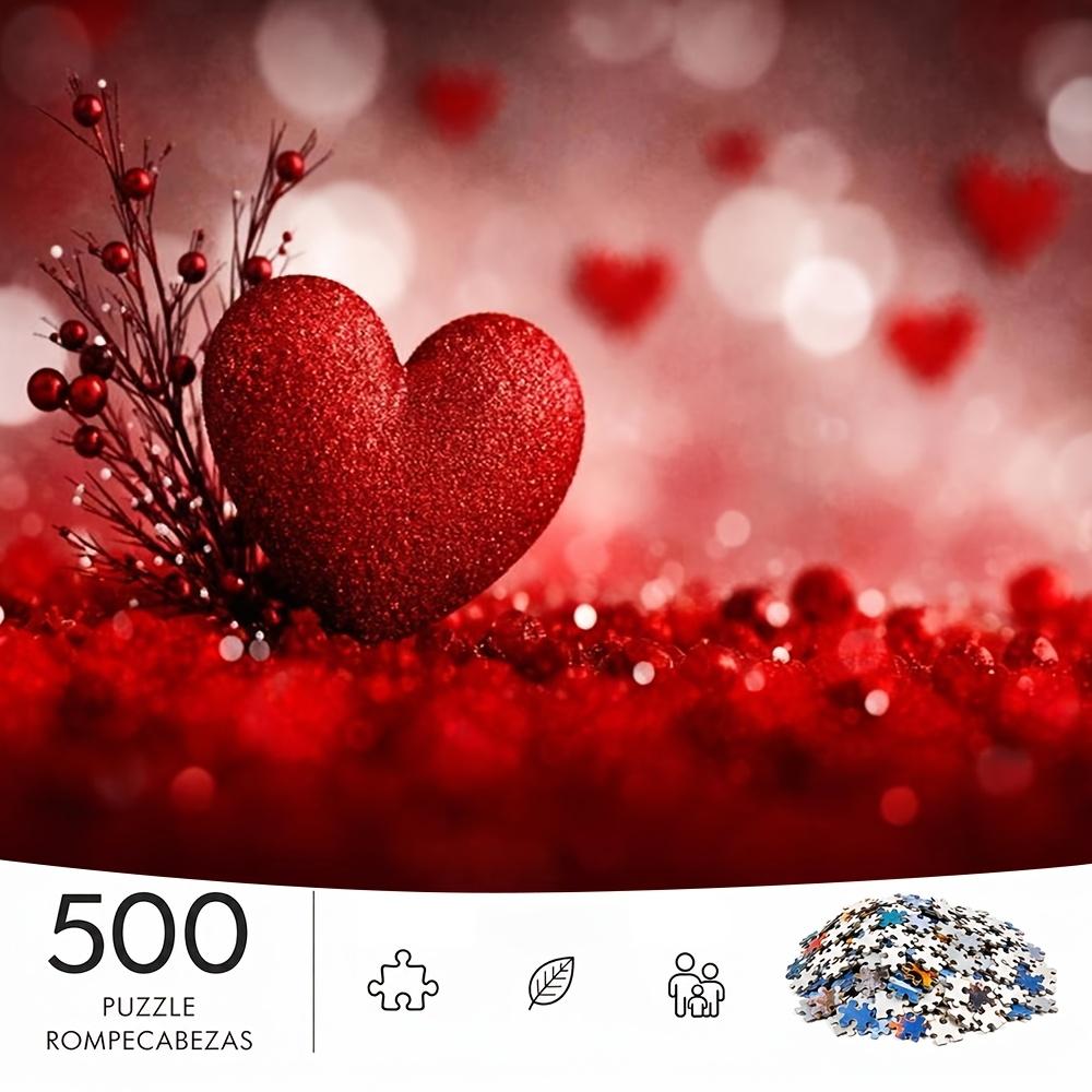 500pcs/Puzzle Game for Training Endurance And Logical Thinking - Exquisite Puzzle - (Red Flash Love Heart Berry Branch Spread Red Flash Background Blu