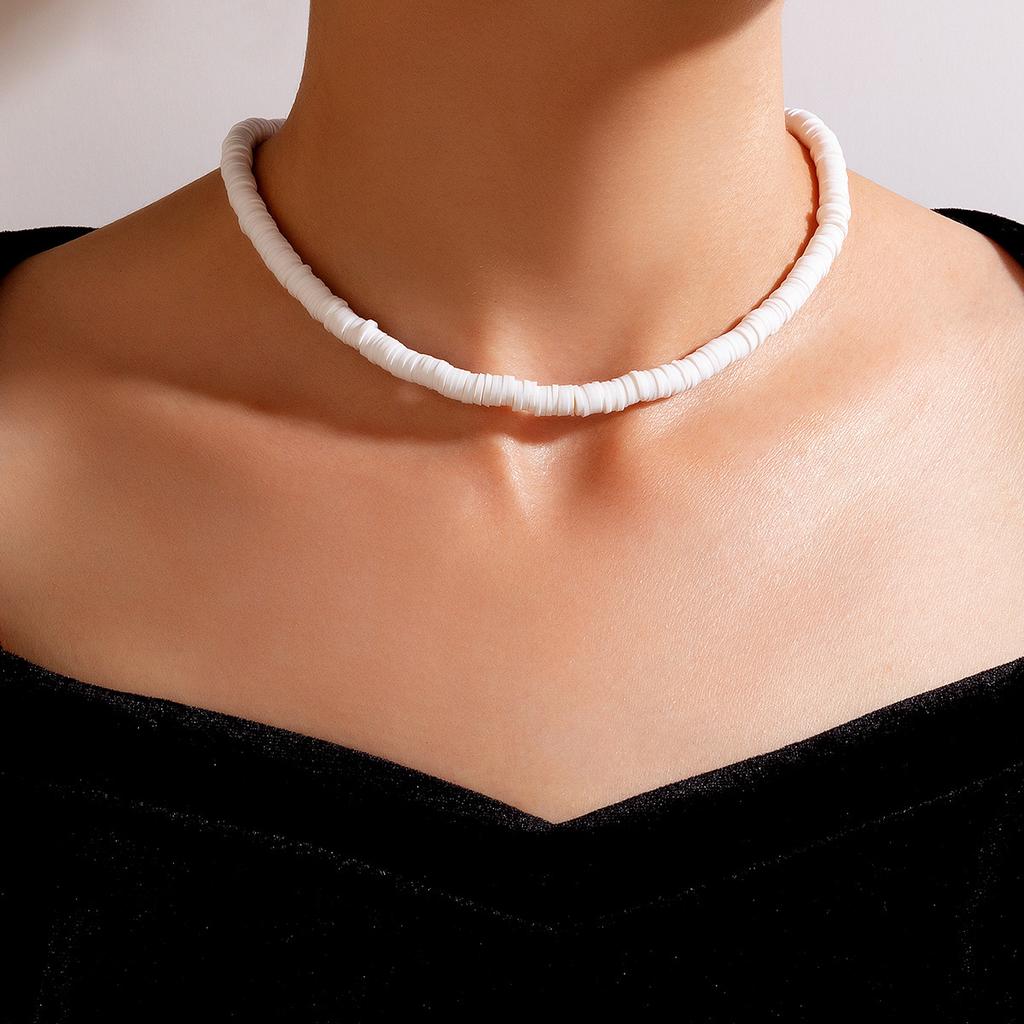 Bohemian necklace, blue resin single-layer necklace, ethnic style geometric collarbone chain