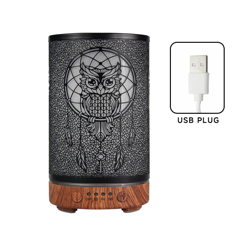 Hohle Eule Ätherischer Öl Diffusor 100ml Ultraschall Luftbefeuchter Nachttisch Dekoration Licht Duftverteiler mit LED Nachtlichtern