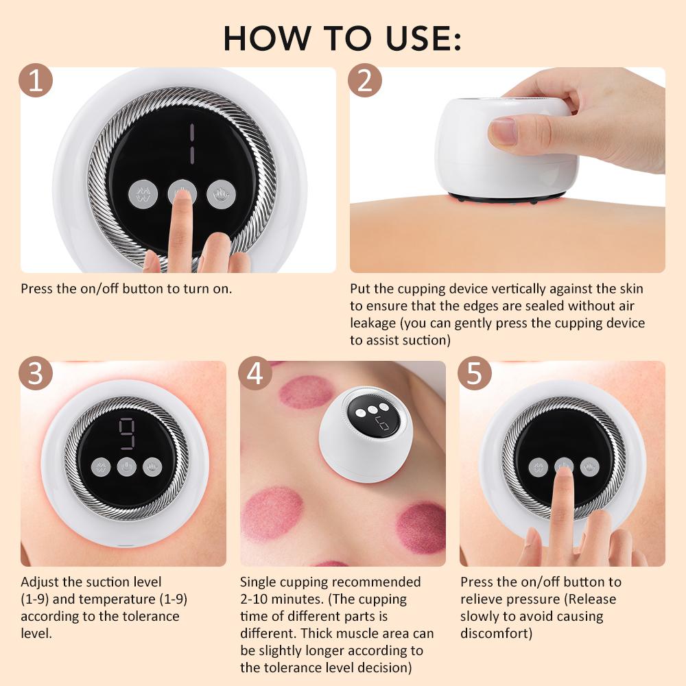 Electric Guasha Scraping Massage Cupping Body Back Massager Vacuum Cans Suction Cup Heating Fat Burner Anti-cellulite Massager