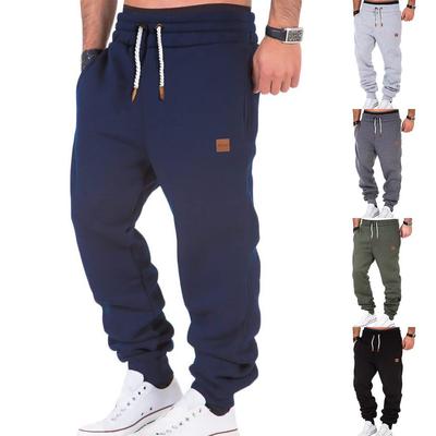 Calças Esportivas Masculinas de Outono/Inverno Cor Sólida Cordão Fitness Ajuste Slim Ligeiramente Elásticas Calças Compridas