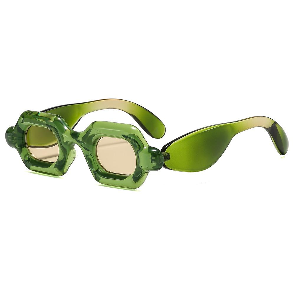 Nuovi Occhiali da Sole Donna Retrò Punk Quadrati a Bolle Gradiente Y2K Personalità Bicolore Montatura Spessa Tendenza da Esterno Occhiali Uomo UV400