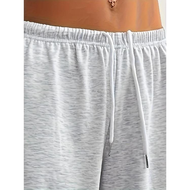 Sporty Style Ladies Casual Wide Leg Pants Elastic Waistband Loose Medium Stretch Fabric Machine Washable Ankle Pants