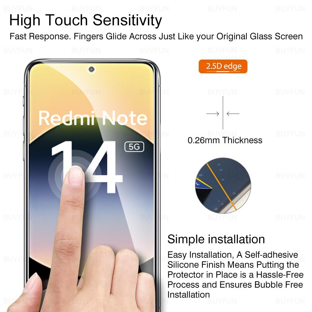 Skjermbeskytter i herdet glass for Xiaomi Redmi Note 14 4G Xiami Xaomi Xiomi Redmy Readmi Note14 5G Klar beskyttelsesfilm