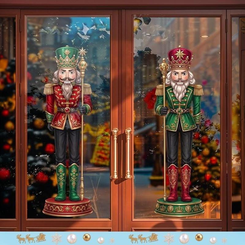 Schiaccianoci Soldato Statico Adesivo da Finestra Rimovibile in PVC Decorazione per Hall Hotel Festival di Natale