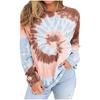 Women Tie- Gradient Contrast Color Long Sleeve Top Pullover Sweatshirt