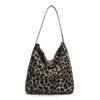 Leopard Print Plush Bag for Women  Large Capacity  Autumn and Winter  New Item  Furry  University Student  Class Bag  Commuting