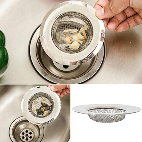 Stainless Steel Mesh Sink Strainer Trap Bath Hair Drain Hole Metal Flume Filter