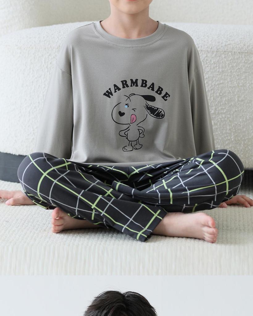 Lulu Niu Boys' Cartoon Cotton Long-Sleeve Pajamas - Spring & Autumn Style