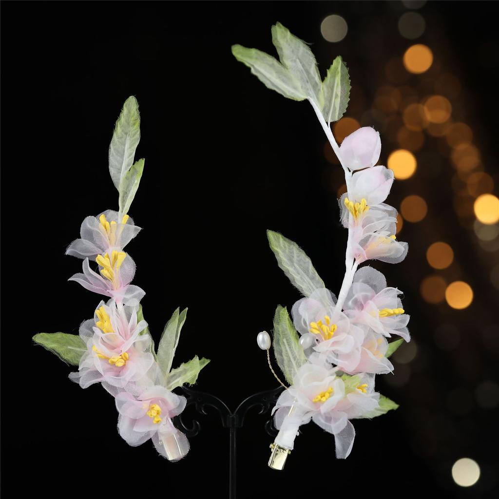 Flower Hair Clips Forks Chinese Hanfu Hair Accessories for Women Hairpin Fork Handmade Vintage Wedding Hair Jewelry Retro Crowns for Girl and Women