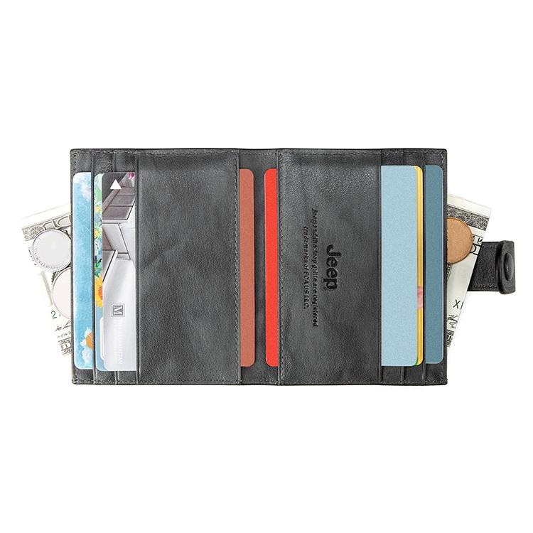 New Jeep Genuine Leather Small Card Holder Men's Light Gray 920040460