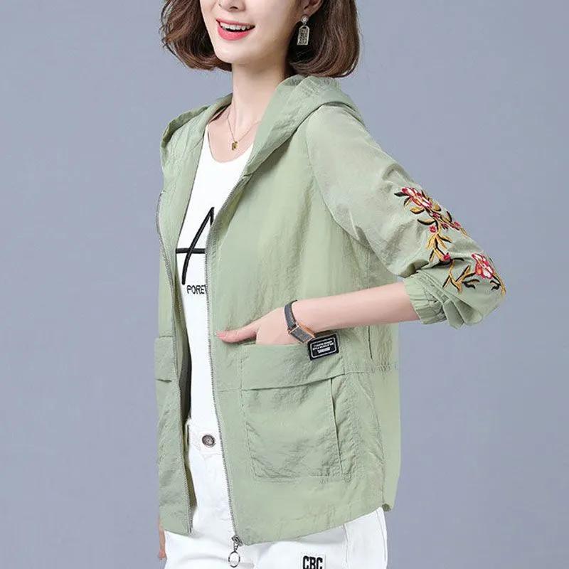 Women's Sun Protection Thin Coat Waterproof Clothing Windbreaker Hooded Casual Jacket