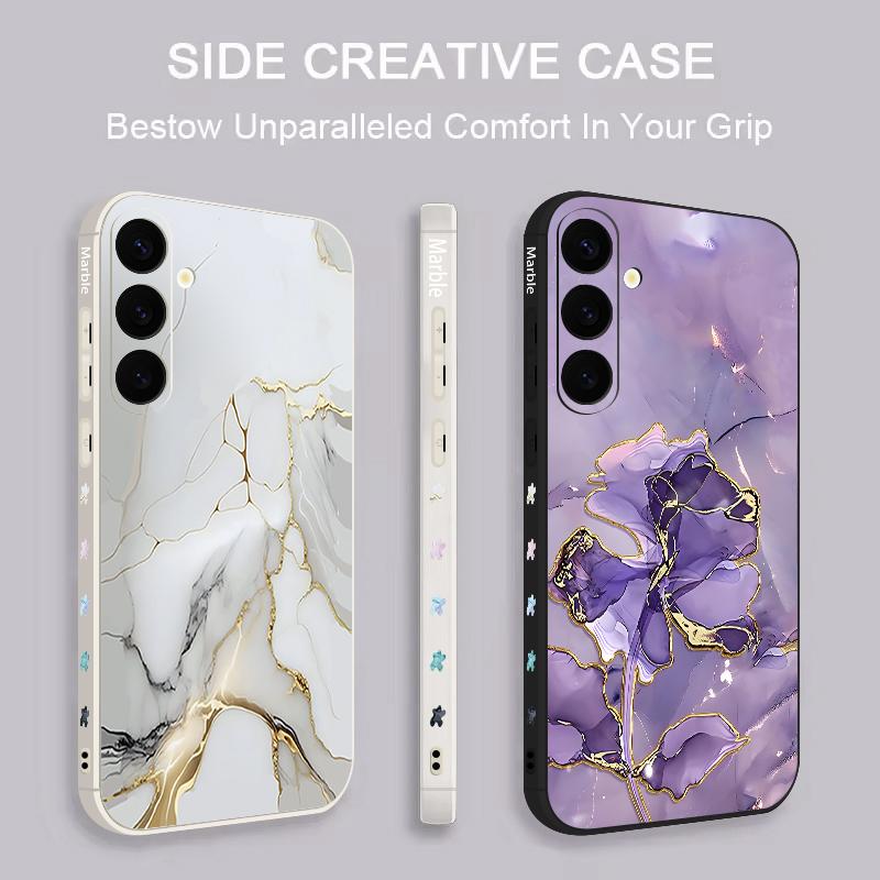 Golden Marble Pattern Case For Samsung Galaxy S26 S25 Ultra S24 S23 S22 Plus S21 FE A15 A16 A17 A35 A36 A54 A55 A56 5G Soft Cover