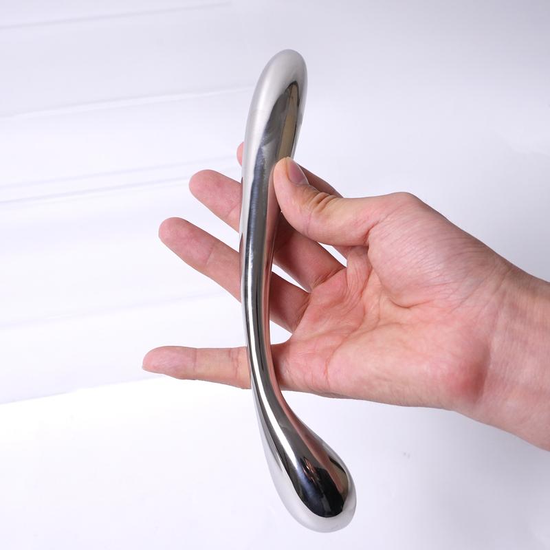 Heavy stainless steel double fake dildo G Spot wand anal beads butt plug metal prostate massager vaginal female sex toy women