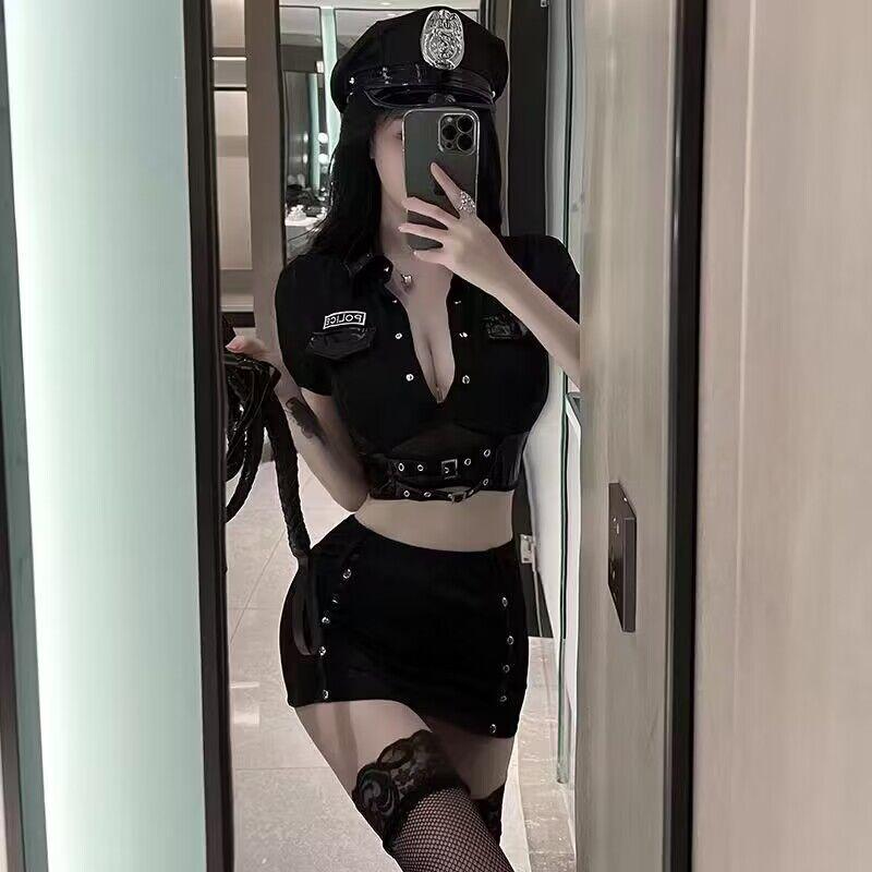 Sultry Police Costume Set: European & American Sexy Lingerie Mini Skirt Temptation