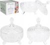 Glass Candy Dish On Legs with Lid 200ml Various Designs 1 Pc