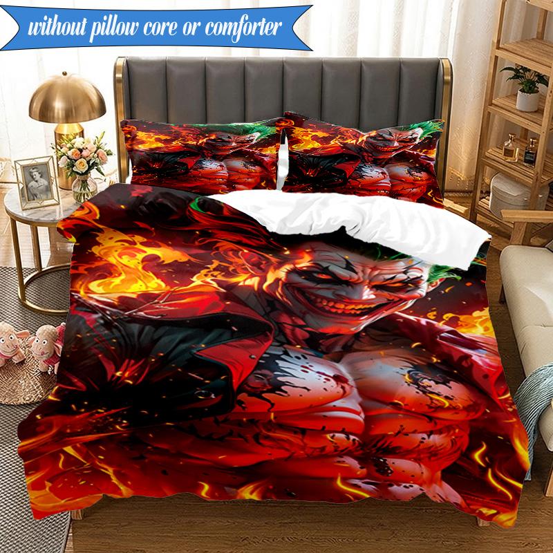 3PCS The clown's Fiery Rise Bedding Set,Including 1pc Duvet Cover And 2pcs Pillowcases Perfect for Bedroom, Dormitory, Fan Christmas gift