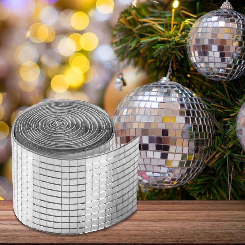 4X120cm Self-Adhesive Real Glass Craft Mini Square Mirrors Mosaic Tiles Stickers Bathroom DIY Handmade Disco Ball Craft Stickers
