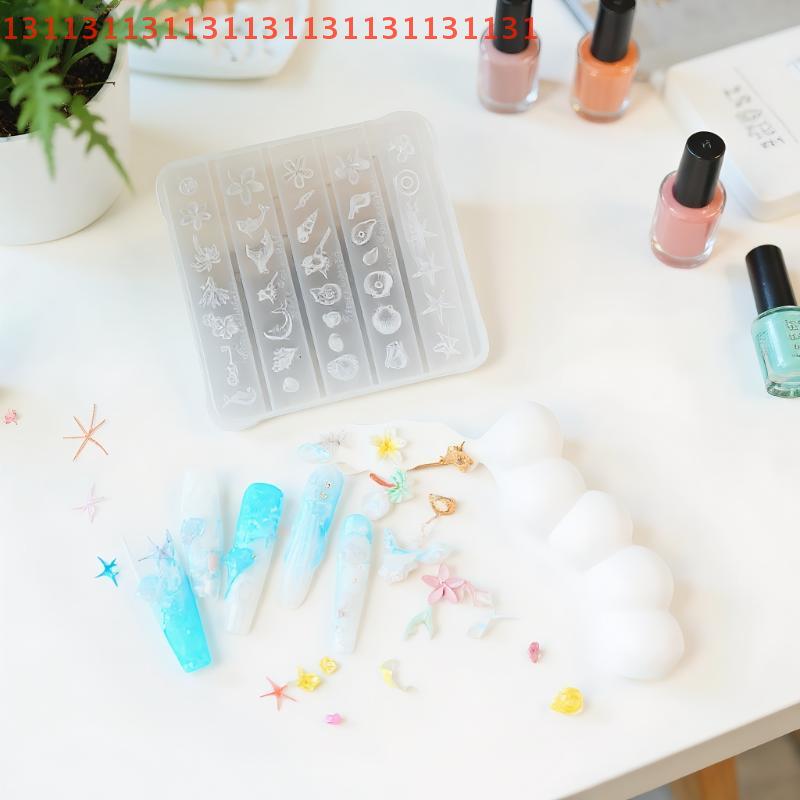 1PCS 3D Acrylic Nail Mold Sea Shell Starfish Goldfish Koi Fish Summer Coral Flower Butterfly DIY Silicone Nail Art Mold