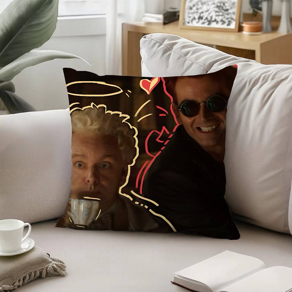 TV Cool W-Good Omens-S Pillow Case Cushion Cover Soft Cute Throw Pillow Case For Car Sofa Pillowcase Polyester With Zipper