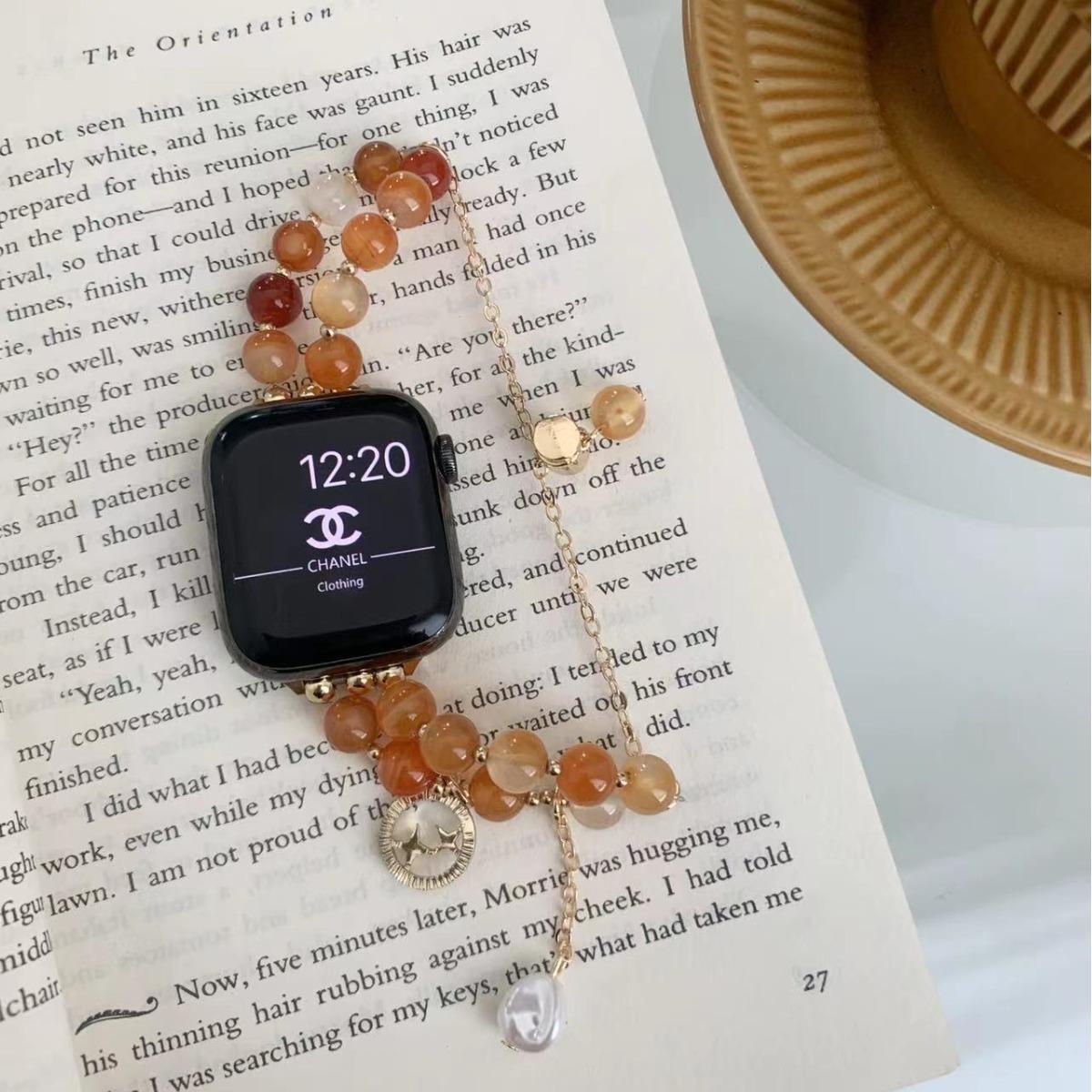 

Suitable For Apple Watch Apple Watch10 Strap Agate Stone Iwatchs9876 Beaded Bracelet Strap (1/2/3 generation 42mm)/44/45/46/49mm universal