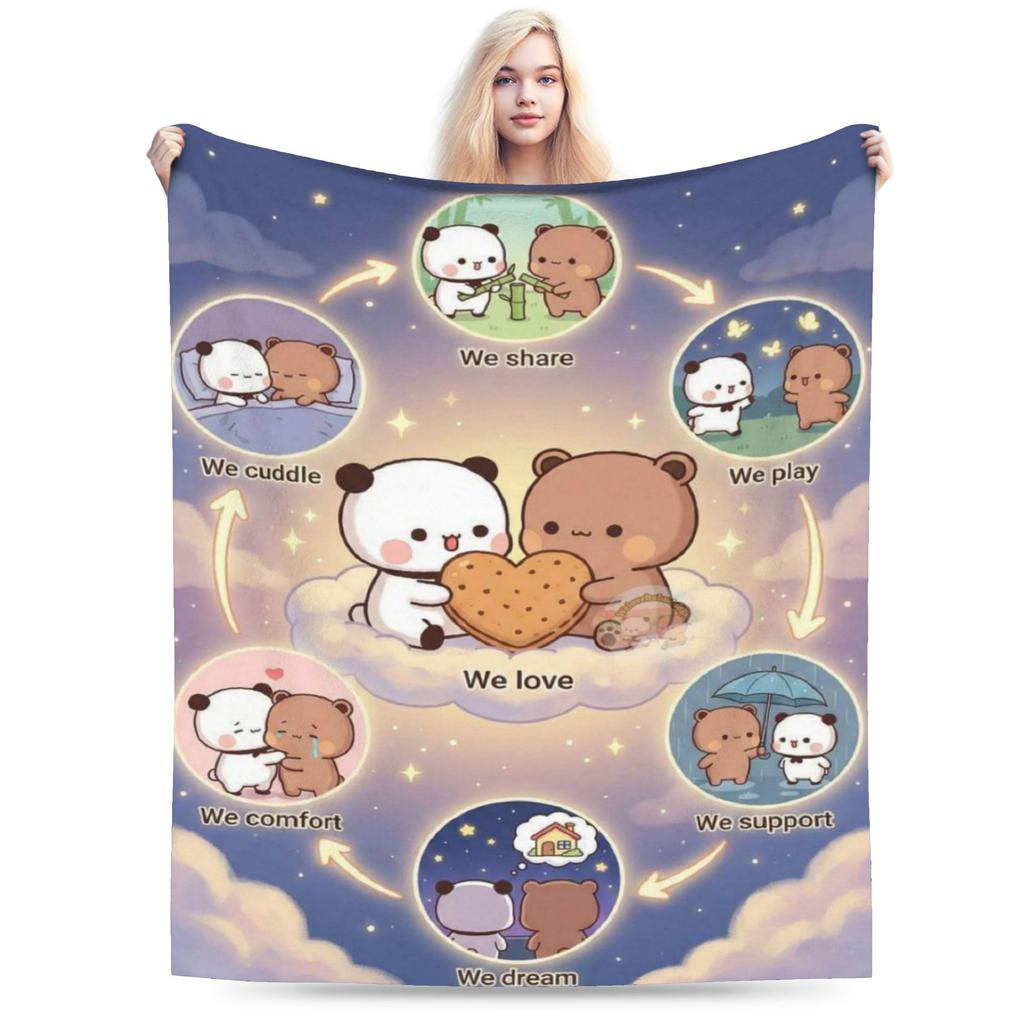 Cute Bear Bubu Dudu Fleece Blanket Novelty Throw Blankets For Home 150*125Cm Plush Thin Quilt