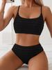 European & American Style Black Split Halter Bikini Set - Special Fabric