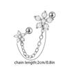 Colorful Zircon Tragus Helix Ear Lobe Stud Chain Link Earring Women Drop Ear Ring Fashion Jewelry for Daily Wear
