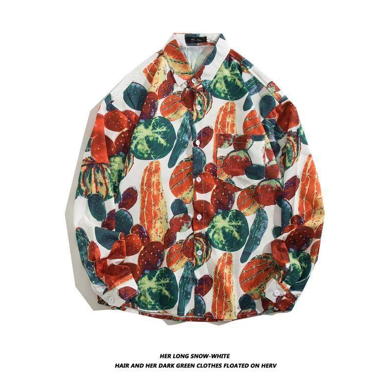 

Unisex Hong Kong Retro Floral Long-Sleeve Shirt: Stylish, Versatile, Sun-Protective, Relaxed Fit. M 42-53 kg