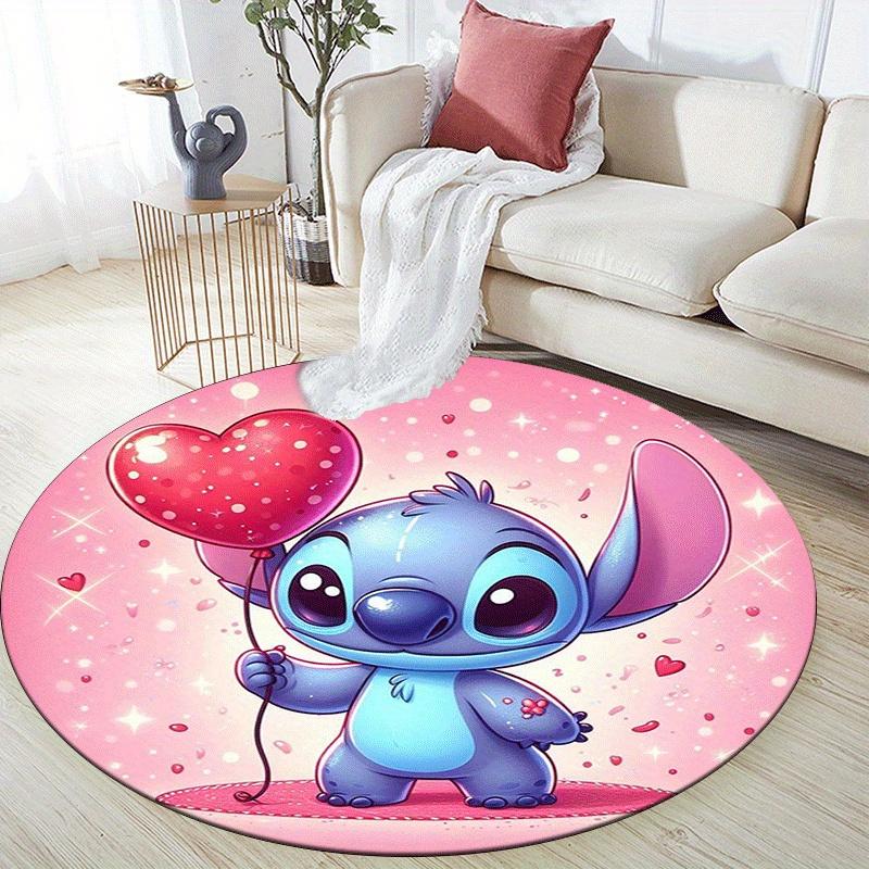 1pc Stitch Round Area Rug - Non-Slip, Machine Washable Polyester Carpet for Living Room & Bedroom Decor