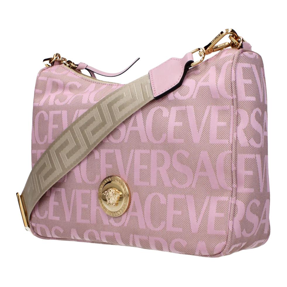Versace Logo Gold Accessories Fabric Medium Shoulder Bag Women Shoulder Bag Pink 10028771A151822PL5V