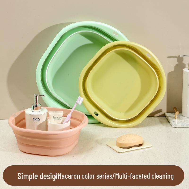 Portable Silicone Collapsible Basin: Foldable Washbasin for Vegetables, Dorm Use, and Foot Soaking.