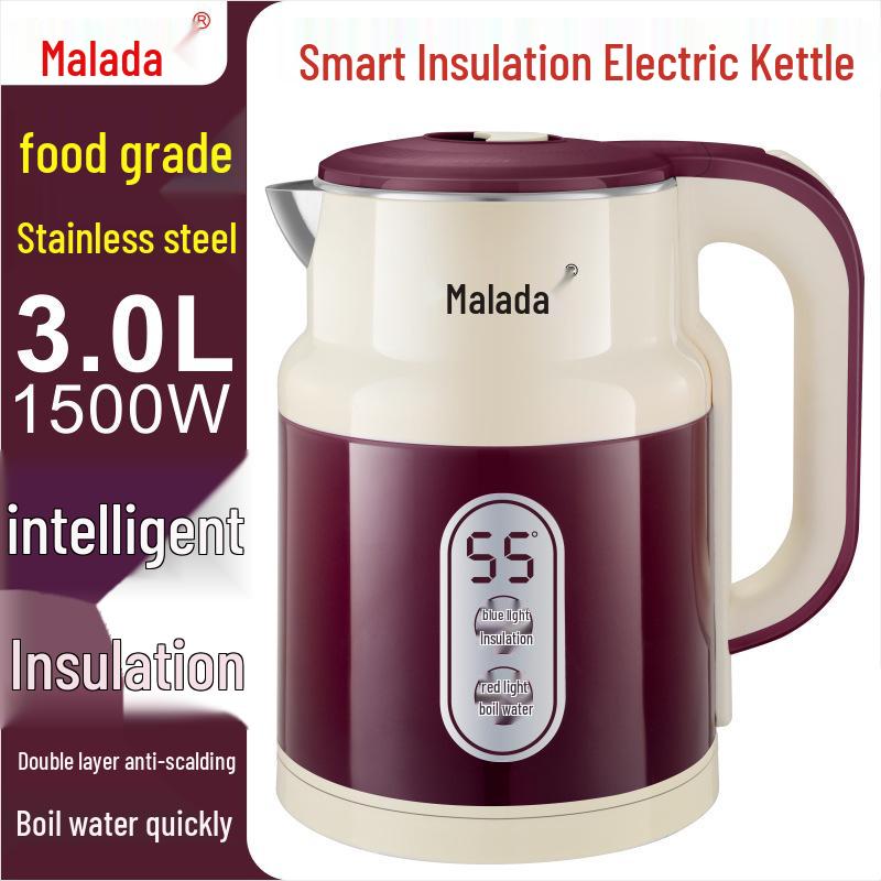Hervidor eléctrico de aislamiento de acero inoxidable Wanlida de 3 l para uso doméstico