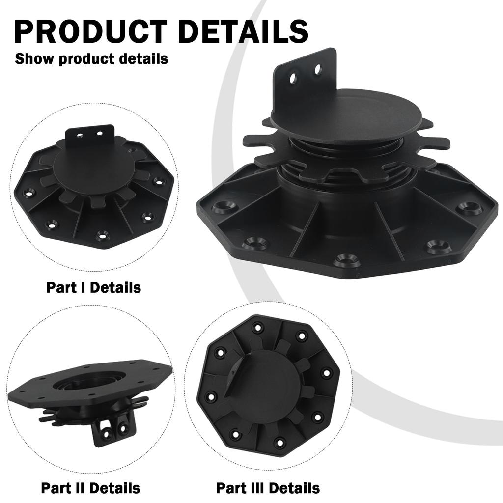 10Pcs Deck Support Base Height Adjustable Plastic Deck Lift Support Base 18-30mm 30-60mm Decking Pedestal Riser Bearing Support