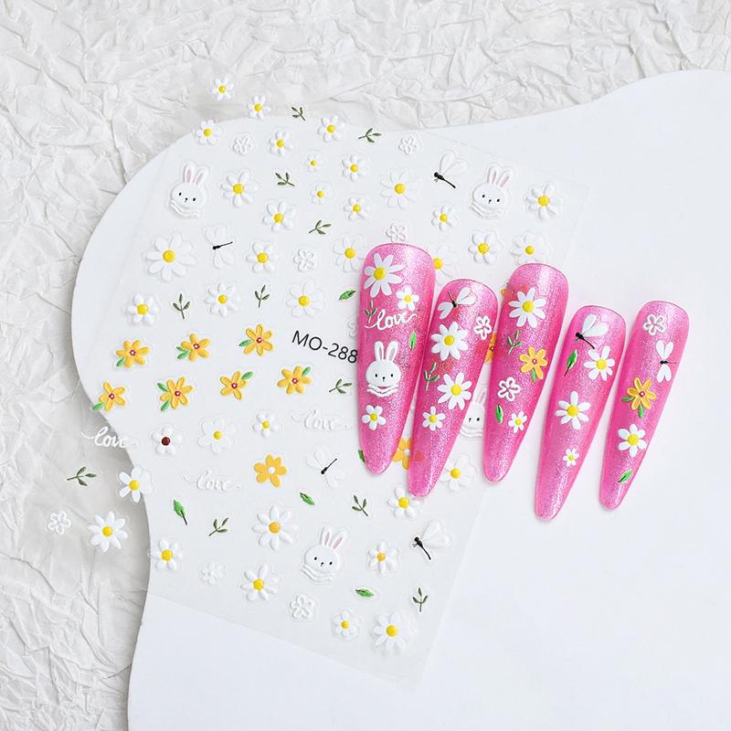 Flower Shape Cute Rabbit Nail Sticker Enhancement Adhesive Nail Decal Nail Salon Nail Decoration Diy Nail Art Nail Artists