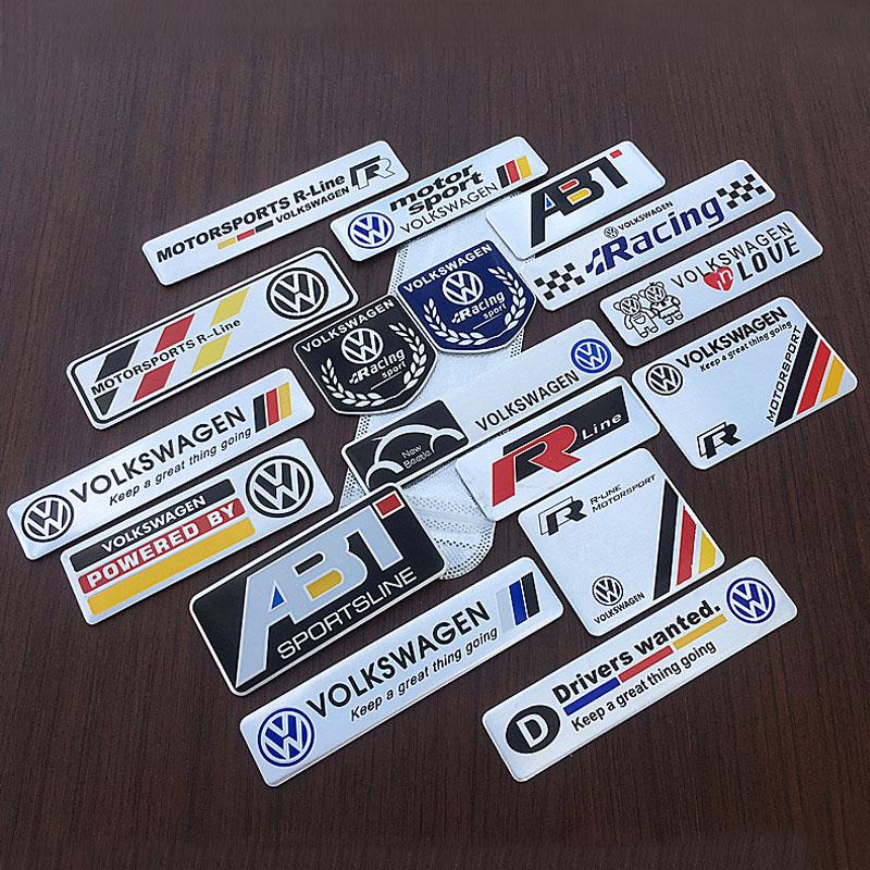 LMN1 Emblems Volkswagen Series Aluminum Badge Car Body Stickers Decals For VW GTI Polo Golf Passat Tiguan Arteon Touareg Taigo Caddy