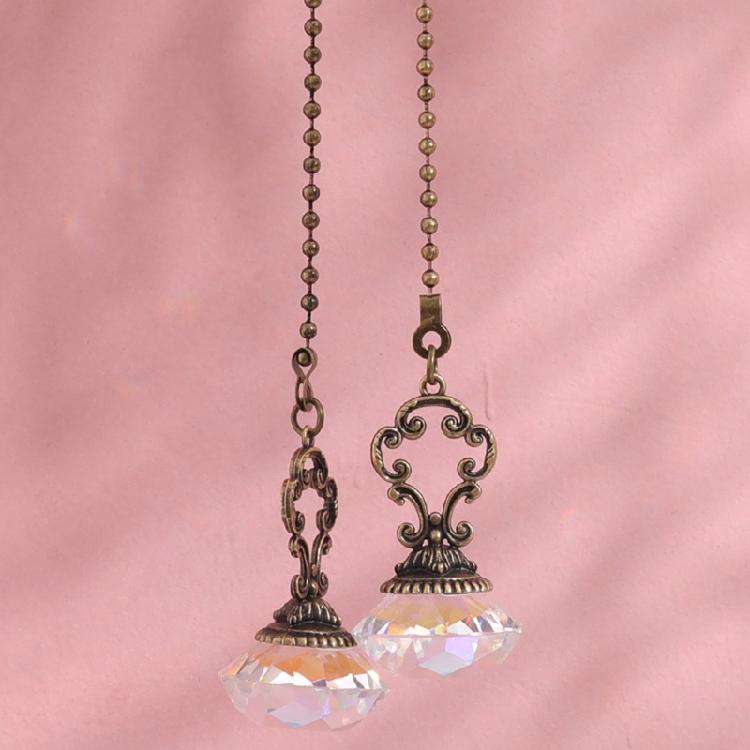 2PCS Bronze Crystal Pendant Home Decoration Car Trim Ceiling Fan Chain Extender Crystal Prism Drop Lamp Pendants