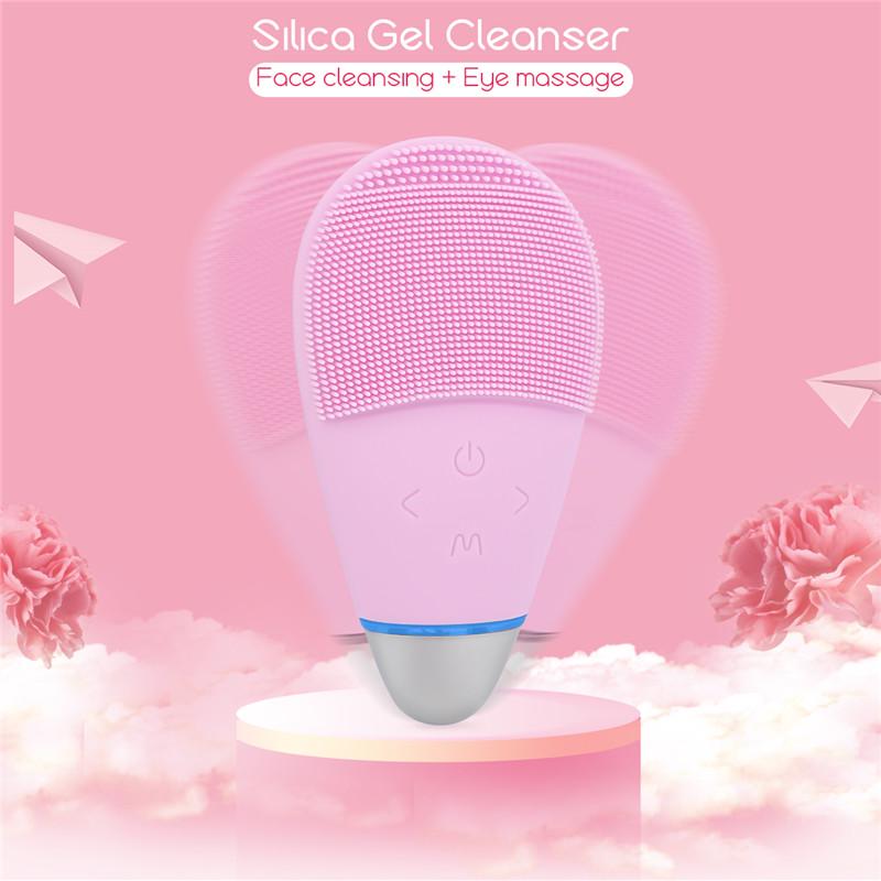 2 In 1 Silicone Face Cleanser Eye Massager Waterproof Facial Brush uygun fiyatlı satın alın
