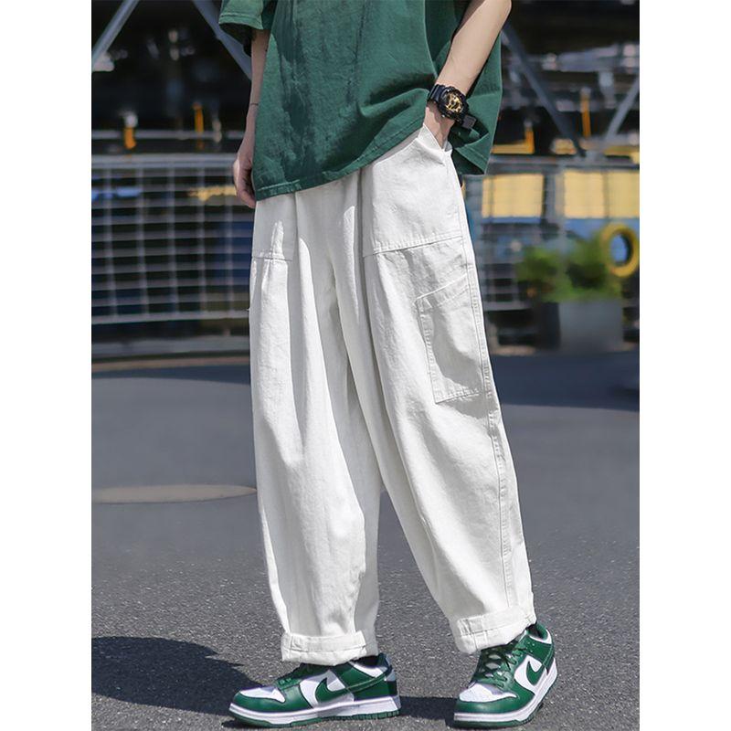 Khaki Japanese Cityboy Work Pants for Men, New Winter Loose Straight-Leg Wide-Leg Pants, Trendy Casual Pants