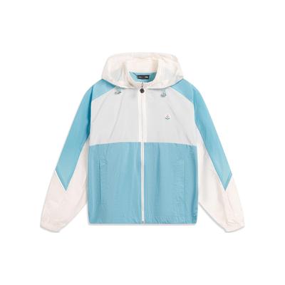Li Ning Sports Lifestyle Serie Colorblock Locker Fit Kapuzen-Windbreaker Damen Oberbekleidung Hellseeblau Creme AFDT434-3