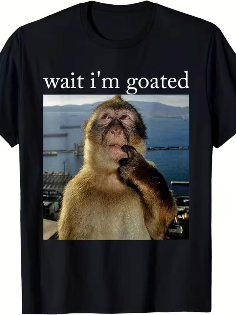 Funny Wait Im Goated Black T-Shirt with Thoughtful Monkey Design - Stylish Graph XXXL