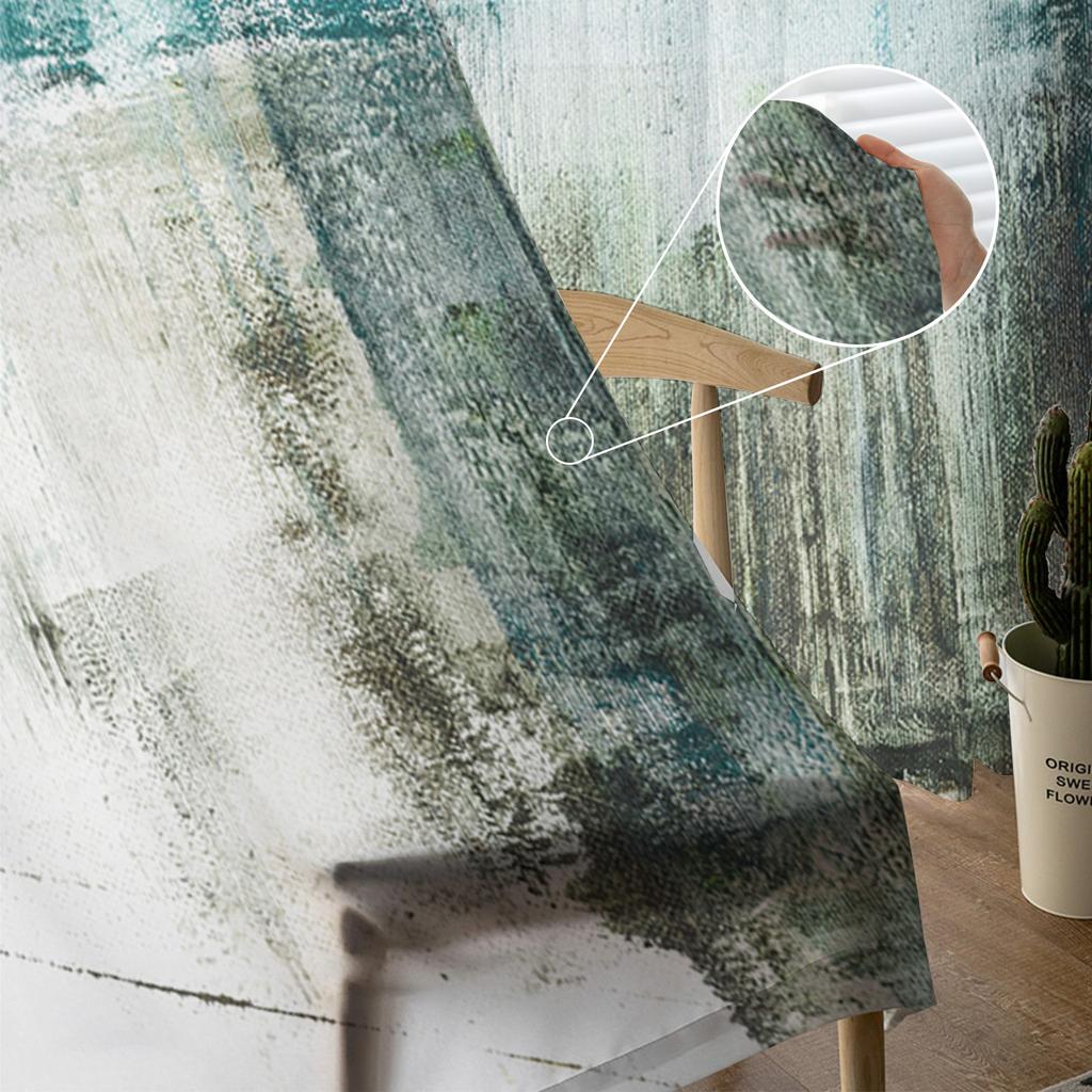 Abstrakte Kunst Ozean Ölmalerei Stil Transparente Vorhänge zur Wohnzimmerdekoration Fenstervorhänge Küche Tüll Voile Vorhänge