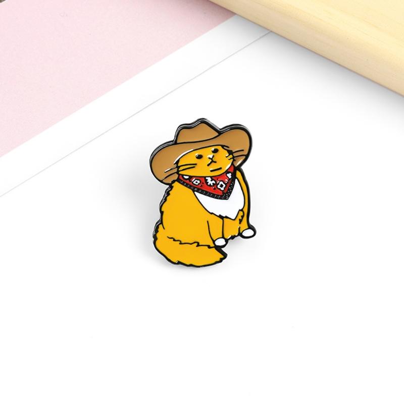 Cute Cartoon Humor Cowboy for Cat Style Brooch Children's Day Gift Western Cowboy for Cat Style Badge Funny Backpack Acc