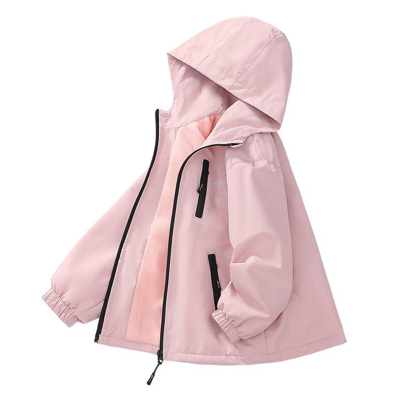2025 Trendy Girls' Fleece-Lined Windbreaker Jacket - Stylish Spring/Autumn Layer