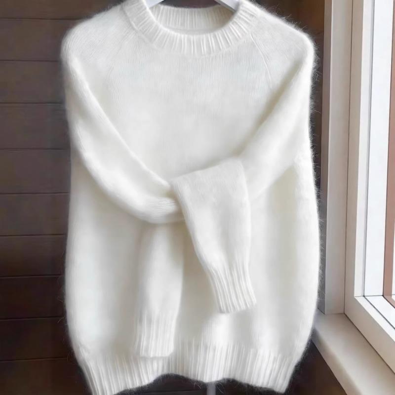 Gentle Retro Knitted Pullover Women's Spring and Autumn Loose Soft Waxy Casual Thin Sweater