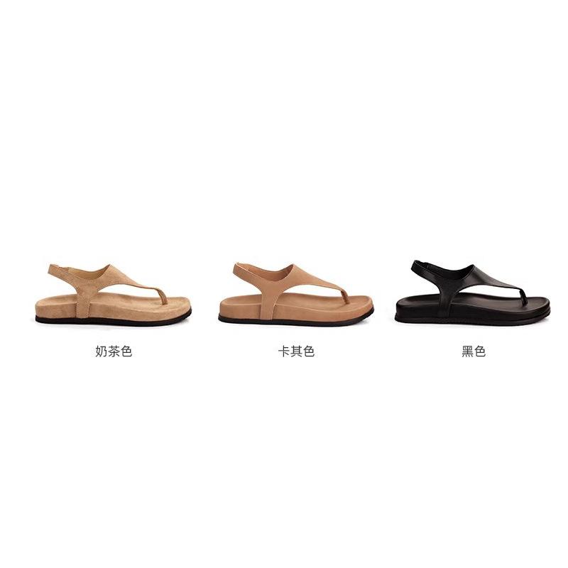 Grape Mother of the Same Style, Minimalist Temperament Flip-flops Retro Toe Flat Bottom Niche Roman Style Sandals Women