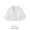 Kaslead New Arrival Women's Fashion Style Fashion Casual Easiest for Match Minimalist Twist Pocket Short Shirt