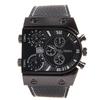 European And American Oulm Oulei Personalized Men'S Belt Casual Business Watch Three Places Time Large Dial Watch