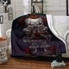 1pc It "Clown" Flannel Throw Blanket - HD Printed Lightweight Soft Warm All-Season Blanket for Sofa, Bed, Travel, Camping 017