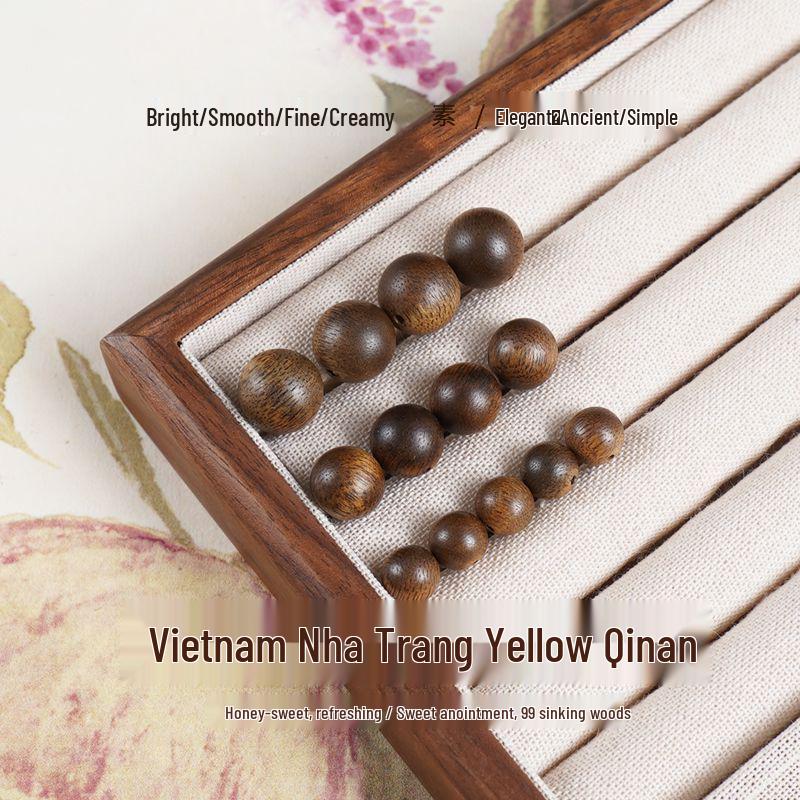 Genuine Nha Trang Yellow Qinan Agarwood Bead for DIY Incense, Prayer Bracelets, and Handmade Accessories.